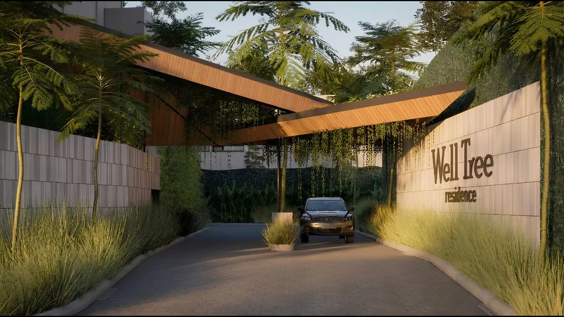 Ilustrasi gerbang utama one gate system Well Tree Residence Jl. Proklamasi Depok